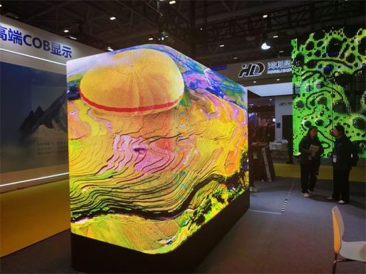 หน้าจอ LED 3 มิติในลานนอก รูปทรง L หุบมุมและมุมขวา