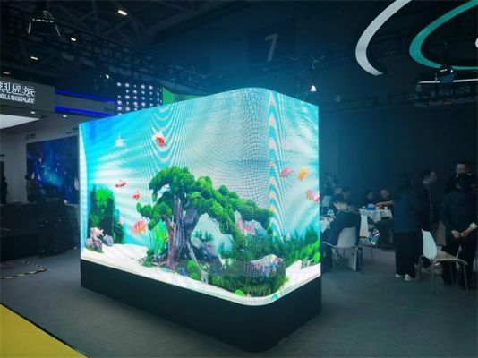 หน้าจอ LED 3 มิติในลานนอก รูปทรง L หุบมุมและมุมขวา