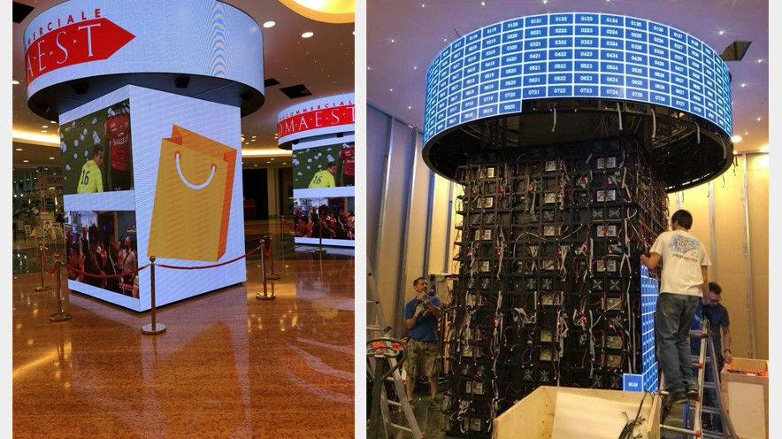 การติดตั้งภายใน P3 โมดูลอ่อน LED คอลัมน์วงกลม มีอัตราความแตกต่างสูง 5000 1 และความลึกสี 256