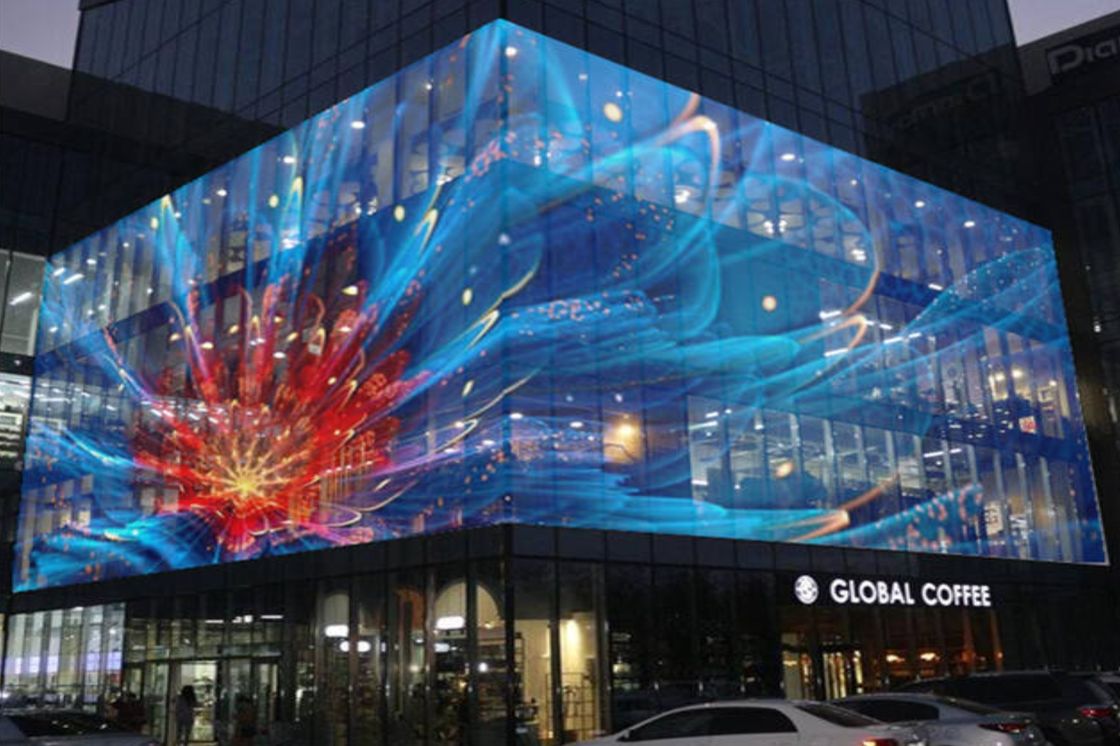 Gflow 500*500mm P3.9-7.8mm ภายนอกจอ LED หน้าโปร่ง LED ผ้าม่าน Video Mesh